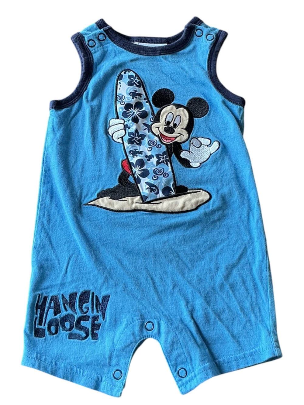 Disney Blue Mickey Mouse Surf One-Piece Romper